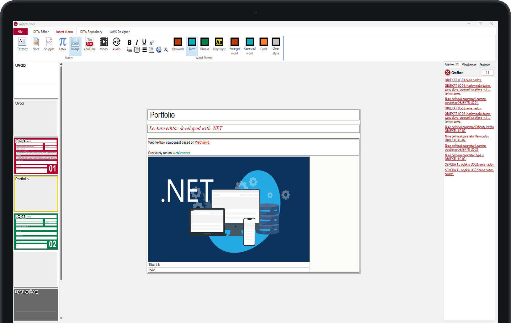 Lecture editor - mDita Editor